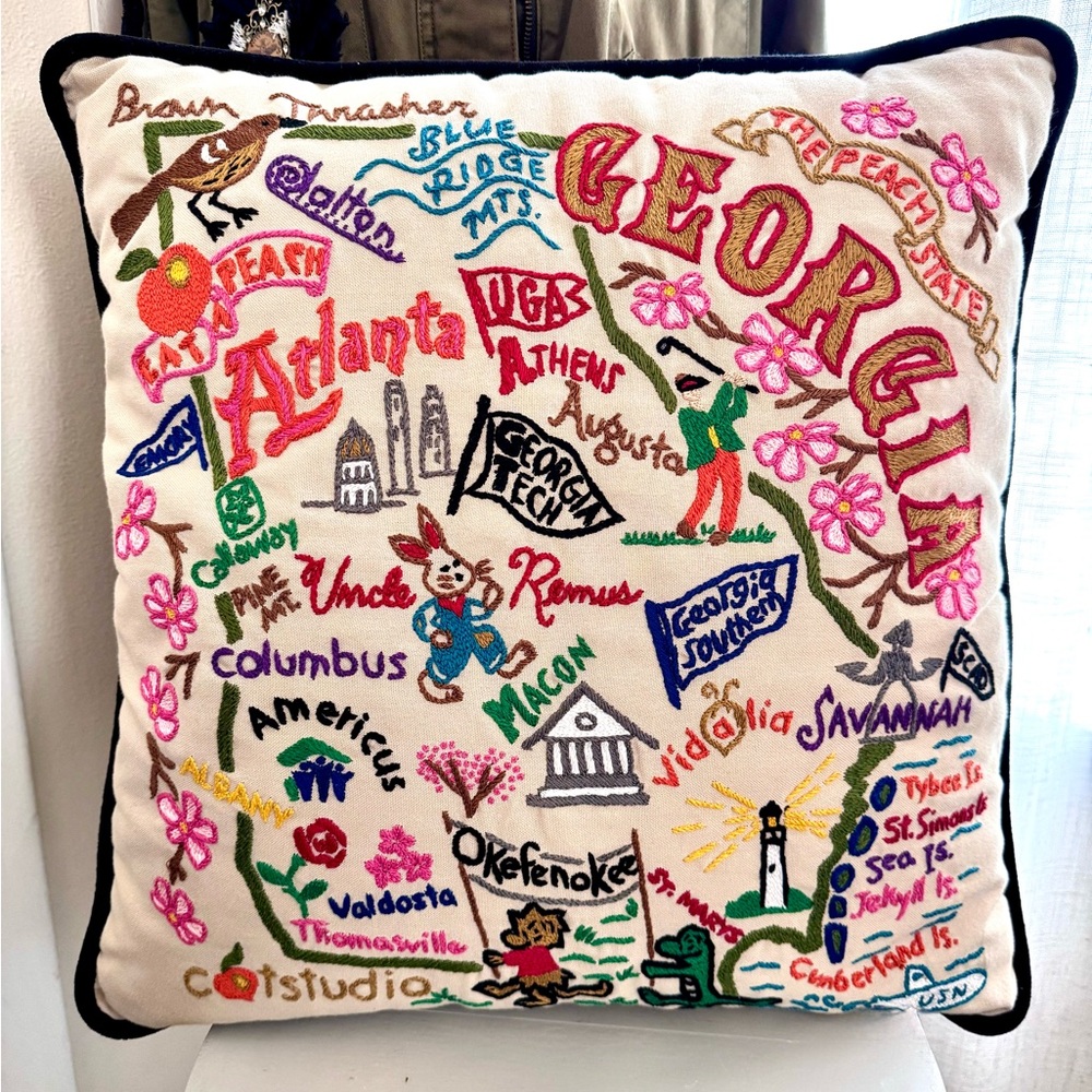 2012 Cat Studio Embroidered Georgia Accent Pillow